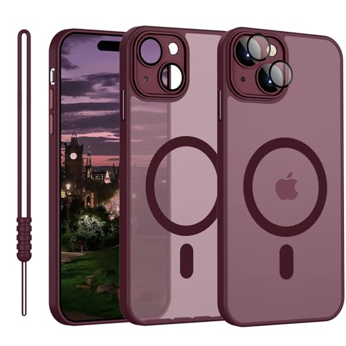 YUANDMI für iPhone 15 Hülle Kompatibel mit MagSafe Dunkel Rot