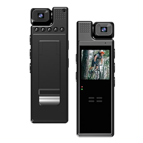 Andoer 4K Mini Körperkamera, Body Cam mit 180° Objektiv, WiFi-Videokamera mit Nachtsicht, Bewegungserkennung, unterstützt APP-Steuerung für tägliche Aufzeichnung/Service/Lieferung/Konferenz