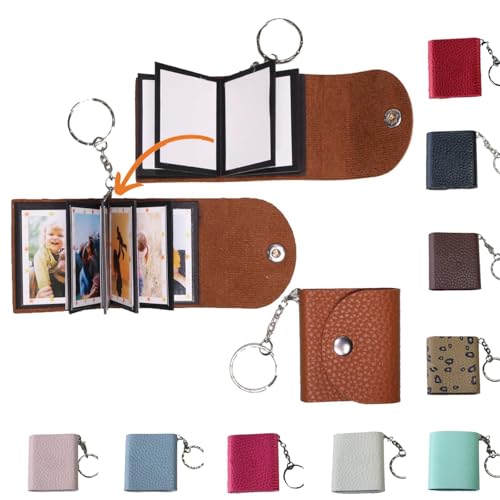 uniqicon Mini Fotoalbum,Schlüsselanhänger Personalisiert,DIY Fotoalbum Klein,Schlüsselanhänger Leder,Kleines Geschenk Für Frauen,Beste Freundin Geschenke,Fotobuch Zum Selbstgestalten,10 Fotos