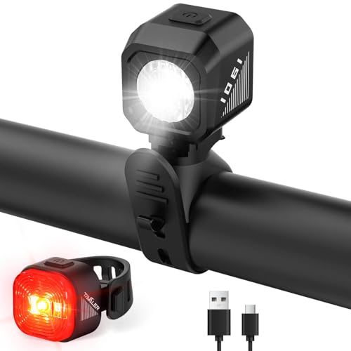 Tavaler Fahrradlicht Set USB Aufladbar | StVZO Zugelassen Fahrradbeleuchtung Set | IPX5 Wasserdicht Fahradlichterset LED | Fahrrad Licht Vorne | Fahrradlicht Hinten & Rücklicht Fahrrad