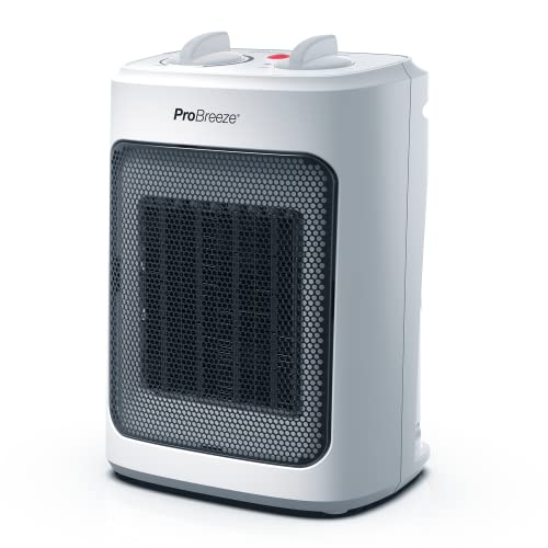 Pro Breeze 2000W Mini Heizlüfter Energiesparend Leise Elektroheizung 3 Heizstufen. Keramik Heizlüfter. Betrieb im Büro, Wohnzimmer, Schlafzimmer oder Terasse – Weiß
