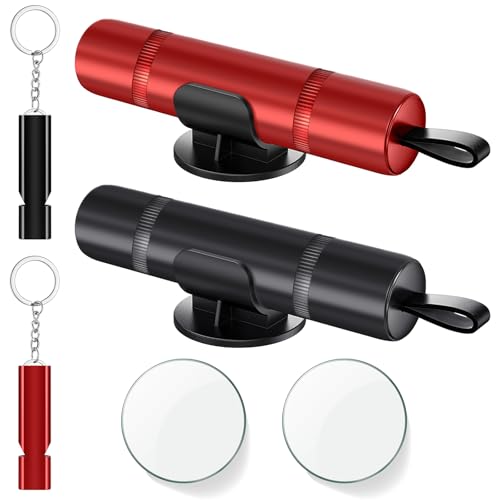Zikenis 2 Stück Auto Sicherheitshammer,Multifunktional Gurtschneider Notfallhammer,2 In 1 Gurtschneider Notfallhammer,Glasbrecher Auto Essentials,Notfallhammer fürs Auto,Bus(Schwarz+Rot)