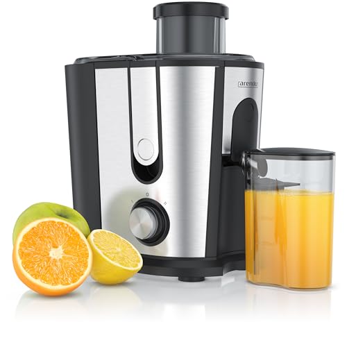 Arendo - Entsafter Edelstahl Obst und Gemüse - Zentrifugaler Entsafter - elektrisch - 2 Geschwindigkeitsstufen - Überhitzungsschutz - Edelstahlgehäuse - 600 W - BPA-frei