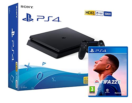 PS4 Slim 500Gb schwarz Sony Playstation 4 Konsole + FIFA 22 [video game]