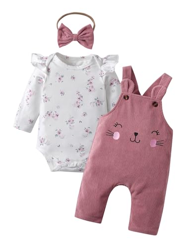 Derouetkia Baby Mädchen Kleidung Langarm Floral Tops + Strumpfhosen Cute Outfit Set, Rosa, 0-3 Monate