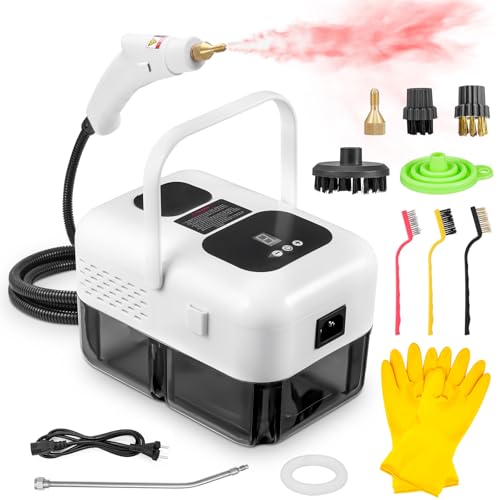 wowspeed 2500W Dampfreiniger Handgerät, Handdampfreiniger mit 3 Bürsten, Dampfreiniger mit 1200ml Wassertank, 9 Leistungsstufen, tragbarer Handdampfreiniger für Auto Küche Bad Bodenreinigung