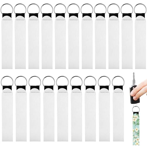 QWORK® 20 Blanko Rohlinge - Neopren & Leder Schlüsselanhänger für Sublimation