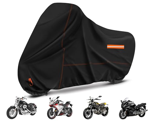 Enzeno Motorrad Abdeckplane Outdoor Motorradabdeckung Wasserdicht,245x106x125cm Motorradplane Abdeckung Winterfest,Motorrad Plane für Moped Roller Motoroller Motor