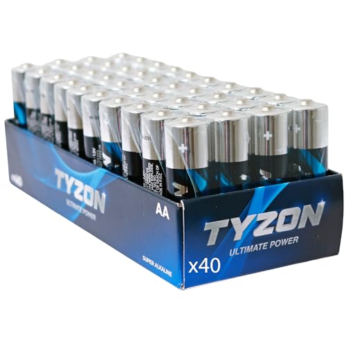 Tyzon® AA Alkalibatterien, 40 Stück – Langlebig & Leistungsstark, Ideal für Haushalts- und Elektronikgeräte