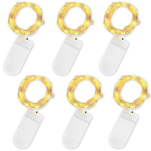Jsdoin LED Mini Lichterkette mit Batterie, 6x20er Micro Lichterkette außen Batterie, 2M DIY kleine Lichterketten Wasserdicht für Party Hochzeit Weihnachten Beleuchtung Deko (WarmWeiß)