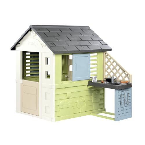 Smoby Life - Pretty Spielhaus mit Küche (110x127x145 cm) mit Mind. 50 Recycling-Anteil - wetterfestes Gartenhaus für Kinder mit Sommerküche - Outdoor-Kinderhaus für Garten oder Terrasse - ab 2 Jahre