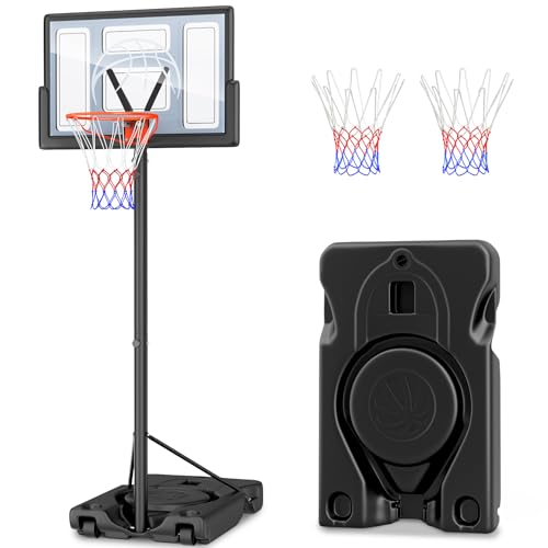 Yohood Basketballkorb Outdoor, Korbhöhe von 135 bis 305 cm, Basketballständer mit 111x72cm Rückwand, Basketball Korb für Kinder Jugendliche Erwachsene im Hinterhof/Auffahrt/Innenbereich