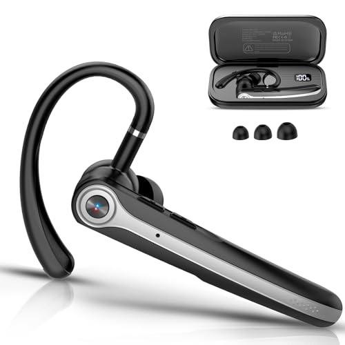 Bluetooth Headset V5.4 Wireless Freisprech Telefon mit CVC 8.0 und ENC Dual Mikrofon, Bluetooth Ohrhörer kabellos mit 25h Sprechzeit, 120h Standby Headset Handy für Autofahren Büro Business, Schwarz