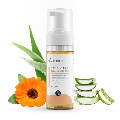LOBEY Intimbereich Duschgel für Damen - Sanfter Intim Waschschaum - Intimpflege mit Aloe Vera und Eichenrinde - Geeignet für schwangere Frauen und Frauen nach der Geburt - Natürliche Kosmetik