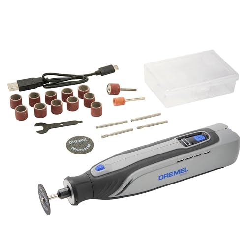 Dremel 8150 Bürstenloses Akku-Multitool-Set, 7,2V 2Ah per USB-C aufladbarer Akku, 20 Zubehöre, Variable Drehzahl von 5.000 bis 30.000 U/min, LED-Frontlicht, Schneiden, Schärfen, Schnitzen, Schleifen