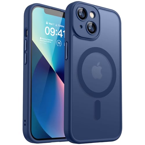 CANSHN für iPhone 13 Mini Hülle mit Kameraschutz für Magsafe (TOP Militärschutz & Magnetkraft) Extrem Haltbarkeit Hülle iPhone 13 Mini Case Stoßfest, Dunkelblau
