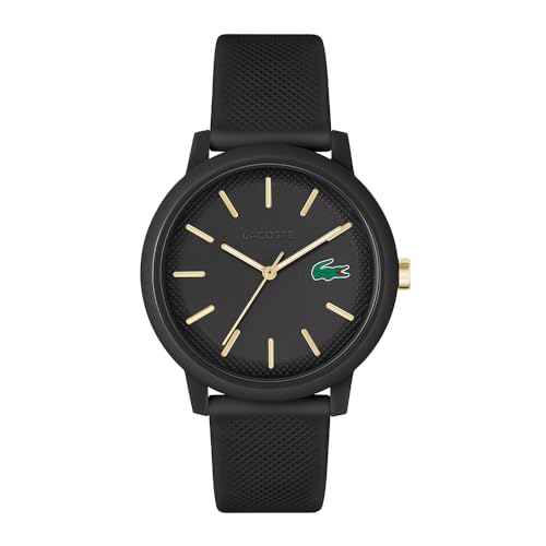 Lacoste Analog Quarzuhr für Herren Kollektion LACOSTE.12.12 mit Schwarzes Silikonarmband - 2011233