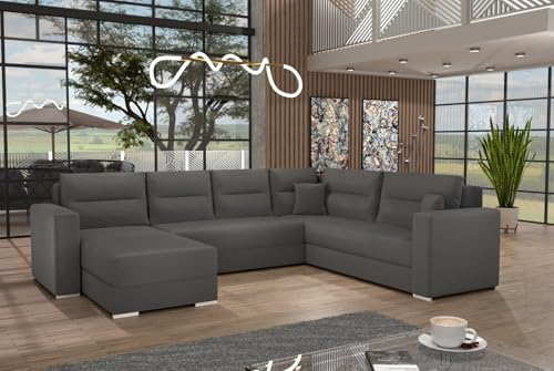 Generisch Captain Sofa Couch Garnitur Ecksofa U-Form mit Schlaffunktion und Bettkasten Wohnlandschaft Kronos 15 Breite 314 cm Material Polyätherschaum