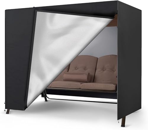 Ytwkafa Hollywoodschaukel Abdeckung 3 Sitzer, 600D Oxford Abdeckung Hollywoodschaukel Winterfest, Schwerlast ReißFest SchutzhüLle GartenmöBel Abdeckung Gartenbank (250×150×160cm Schwarz)