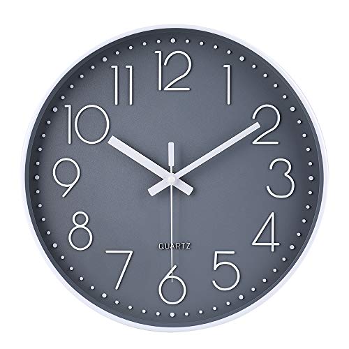 jomparis 30cm Modern Quartz Lautlos Wanduhr Schleichende Sekunde ohne Ticken Analoge Wanduhr Dekor für Wohnzimmer, Zimmer, Büro (Grau)