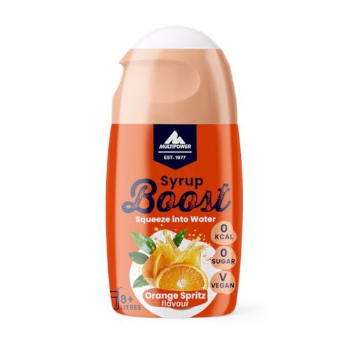 Multipower Syrup Boost Orange Spritz (65 ml) – veganer, zuckerfreier Sirup für bis zu 8 L Wasser mit Geschmack – kalorienarmes Getränkekonzentrat
