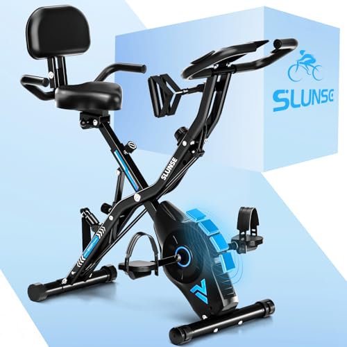 SLUNSE Heimtrainer Fahrrad, 2025 Neu Hometrainer Fahrrad mit stabilem Doppeldreieckrahmen, Klappbar Ergometer Heimtrainer mit 10dB extra Leise, Indoor Bike für Kardio-Training zu Hause, Bis 160KG
