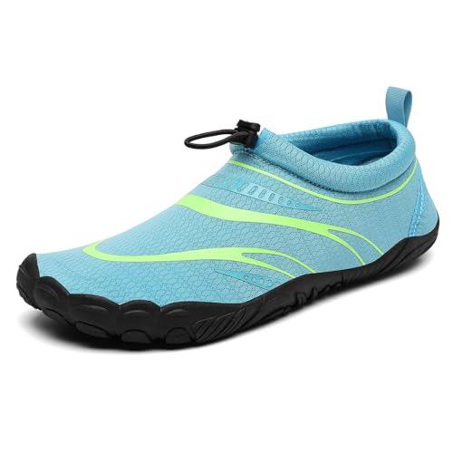 Mishansha Badeschuhe Herren Damen Wasserschuhe Atmungsaktive Schnell Trocknend Schwimmschuhe rutschfeste Leicht Barfußschuhe fur Männer Frauen, Himmel Blau, 38 EU