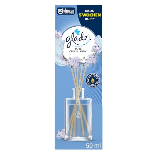 Glade Raumduft Duftstäbchen, Für Zuhause und das Badezimmer, Mit natürlichen Ölen, Pure Clean Linen, Hält 5 Wochen, 50 ml