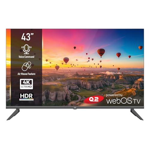 Q.2 43 Zoll Fernseher 4K UHD 3840x2160 Smart TV HDR Rahmenlos WiFi Bluetooth WebOS