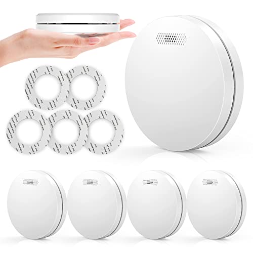 Rauchmelder 10 Jahre Batterie 5er Set, Rauchmelder Flach, TÜV Rheinland Zertifiziert Feuermelder mit Stumm-Funktion, 85dB Hörbarer Alarm, Standalone Empfindlich Brandmelder