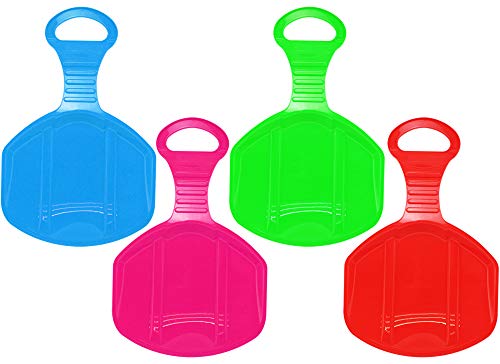 com-four® 4X Schneeflitzer zum Rodeln - Schneerutscher für die ganze Familie - Porutscher mit Griff - Schlitten in bunten Farben [Auswahl variiert] (04 Stück - Kid)
