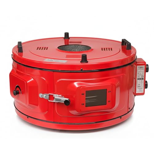 Iskra Türkischer Rundbackofen, 35L, 1300W, ideal für Pizza, Börek, Lahmacun, Fladenbrot & mehr, 50-300°C, emailliert, inkl. 2x Backblech & Rost, Davul Firin, Made in Turkey