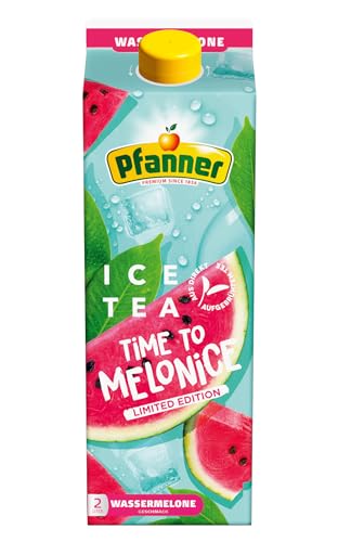 Pfanner Eistee Wassermelone - 1 x 2 l Karton - direkt aufgebrühter Tee mit Wassermelone – Ice Tea