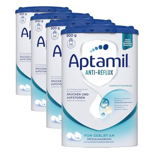 Aptamil Anti-Reflux - Komplettnahrung von Geburt an, Zum Diät Management, Bei Spucken & Aufstoßen, Babynahrung, Milchpulver, 1x 800 g (Packung mit 4)