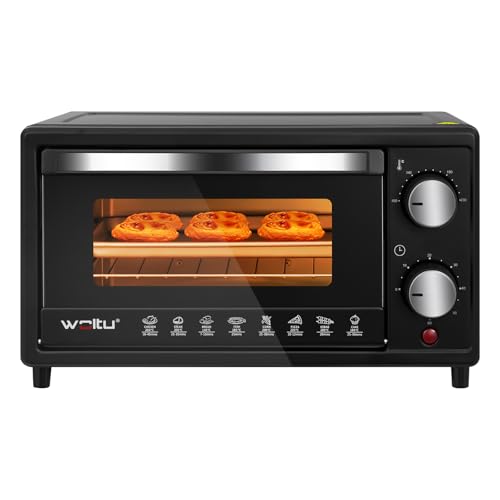 WOLTU Minibackofen 10 Liter, 800 Watt Toasterofen | Pizzaofen | Backblech mit Timer Mini Backofen für Pizza, Toast, Truthahn, Hot Dogs Schwarz