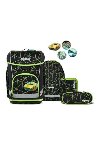 ergobag Schulranzen-Set cubo Light Set CyBär Race - Schwarz
