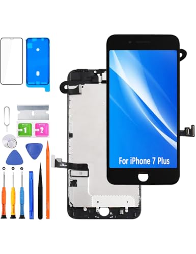 HLYGZX Display für iPhone 7 Plus LCD Ersatz Bildschirm FHD Touchscreen Digitizer Rahmen Montage mit Ohrhörer, Frontkamera, Näherungssensor，Waterproof Adhesive，Reparaturkits(schwarz)