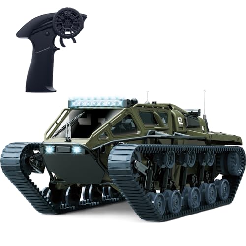 Mostop Remote Control Tank 1/16 Scale High Speed RC Tank Offroad Crawler für Kinder, 2.4Ghz Remote Control Crawler Drift Army Truck mit 2 Batterien, 360°Rotating Drifting Truck Toy Gifts
