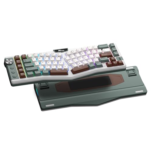 RK ROYAL KLUDGE Mechanische Tastatur A72, RGB, 2,4 GHz/BT/kabelgebunden, Gaming-Tastatur mit leisen Purple-Schaltern