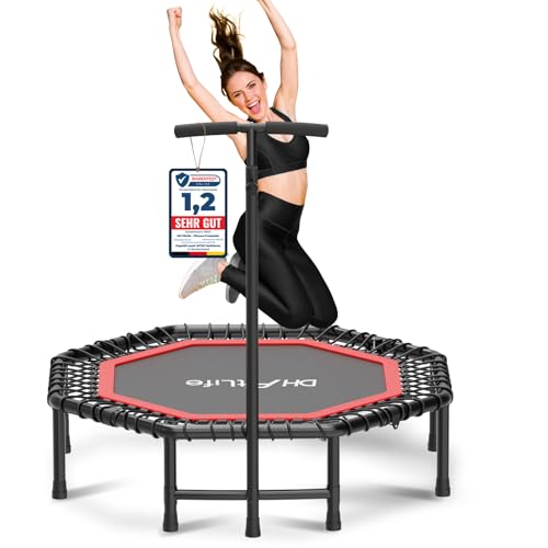 DH FitLife Fitness Trampolin Indoor Ø121 cm, klappbar, 150 kg mit Handgriff