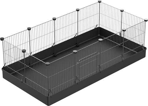 PILIN Kleintiergehege mit Tor, Laufstall mit abnehmbarem, wasserdichtem Boden, Hamster, Kaninchen, Meerschweinchengehege 43x32 12pcs