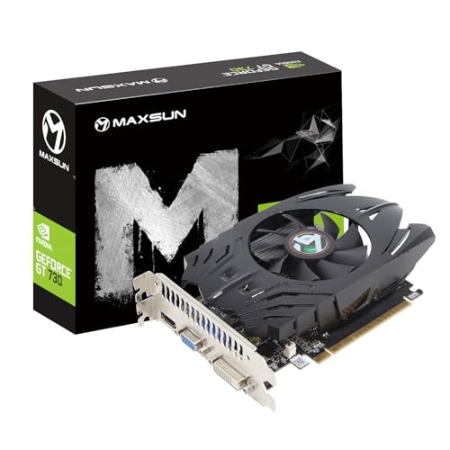 maxsun Grafikkarten GT 730 4 GB Externe Grafikkarte Nvidia GPU für Computer PC GDDR3 ITX Design PCI Express DVI-I, HDMI, VGA, 4K