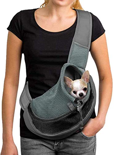 Tragetuch Klein Hund Tragetasche Welpen Umhängetasche Haustier Transporttasche mit Verstellbar Schultergurt Hundetragebeutel Mesh Hundetrage Outdoor Katzentrage Kleintiere Hundetragetuch