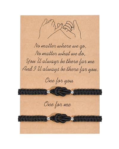 VGWON Partner armbänder, Freundschaftsarmband, Geschenke für Frauen Männer Damen Schwester Abschlusspaar Beste Freundin Geburtstagsgeschenk, 2 Handgefertigte Passende Armbänder Schwarz