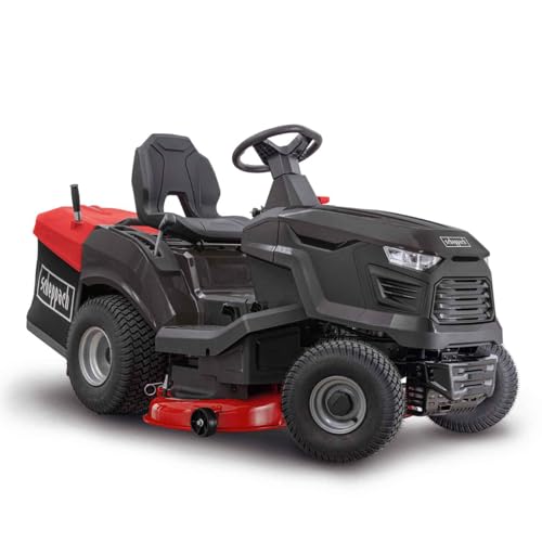 Scheppach Benzin Rasentraktor TMR452-98H-RD Aufsitzrasenmäher mit 98cm Schnittbreite & E-Start | Leistung 12,5PS / 9,2kW | Schnitthöhe 30-90mm | Fangbox 245L | Hydrostatisches Getriebe | für 5000m²