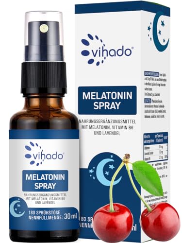 Vihado Melatonin Spray - Premium: Bis zu 5-Fach höher dosiert - 180 Tage Vorrat - hochdosiert mit Lavendel ohne Alkohol - vegan, 30 ml