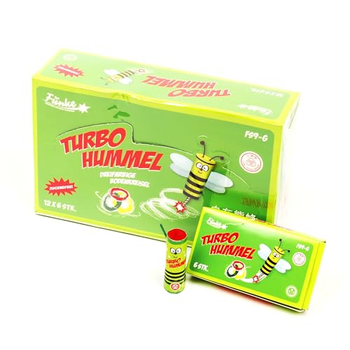 vama Funke Premium Bodenwirbel Feuerwerk Hummeln Set (Turbo & Neon) | Fliegender Kreisel Brummer mit Lauten Effekt für Silvester | Effektstark Jugendfeuerwerk (Turbo Hummel, 3)