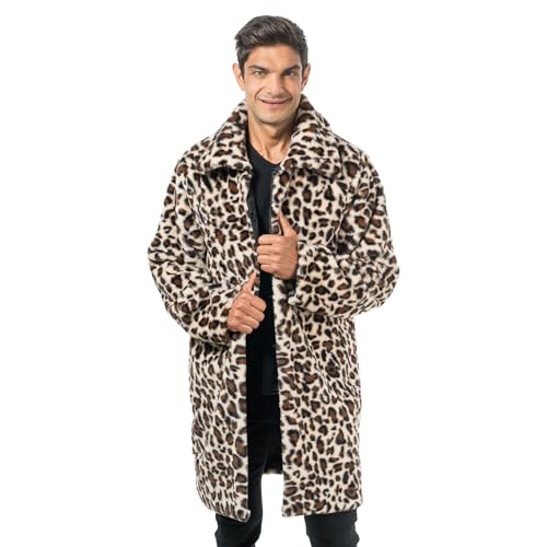 Chaks - Jacke oder Mantel mit Felloptik für Erwachsene, kurze Plüschjacke mit Leopardenmuster, für Karneval, Festival, Party Fashion