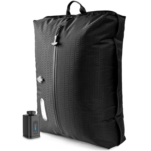 Vakuumbeutel für Kleidung Reise, Reise Vakuumbeutel mit Pumpe Kabelloser, Vacuum Bags for Clothing Travel Mit Sichtfenster, Doppellagiges Gewebe, Wasserdicht nach IP67, 1 Stück + Pumpe