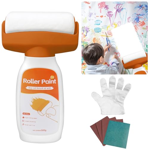 Wandfarbe Ausbessern Weiß 500g, Farbroller Wandfarbe Weiß Ausbesserungsfarbe Weiss Wand, Ausbesserungsfarbe für Wände Reparatur Rollbürste Weiße Wand Ausbessern Roller für Kratzer,Flecken,Risse